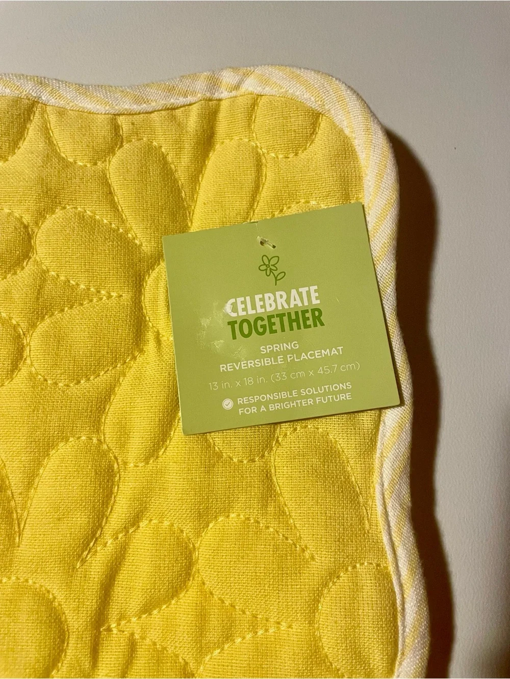 Kohl’s Celebrate Together Spring Flower Quilted Reversible Placemat Yellow NWT